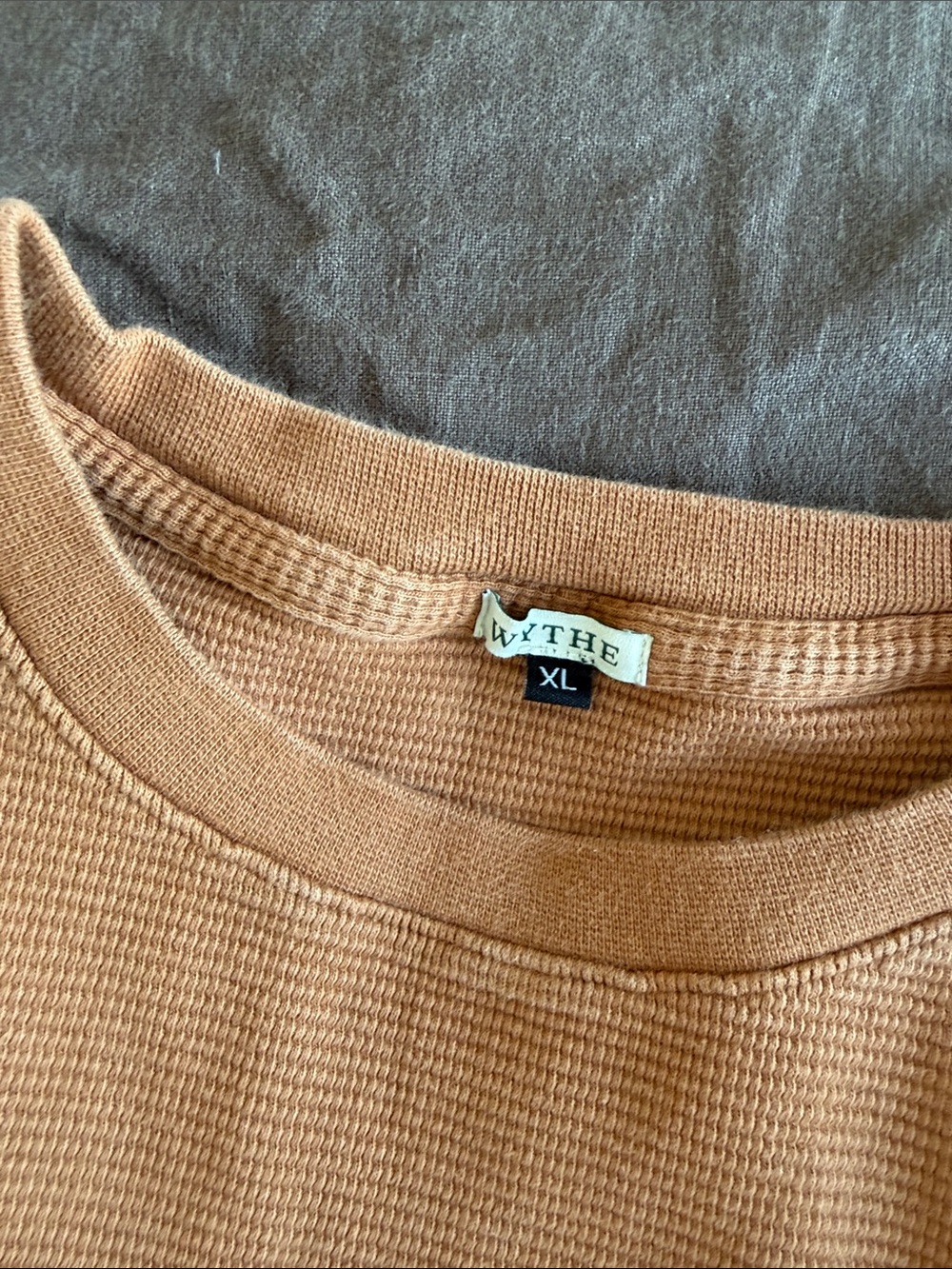 Wythe NY Men's Long-Sleeve Thermal Shirt in Rust Brown - Picture 3 of 3